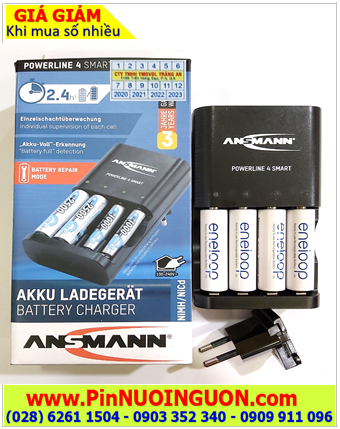 Ansman Powerline 4Smart _Bộ sạc kèm sẳn 4 pin Sạc Eneloop BK-3MCCE (AA2000mAh 1.2v)